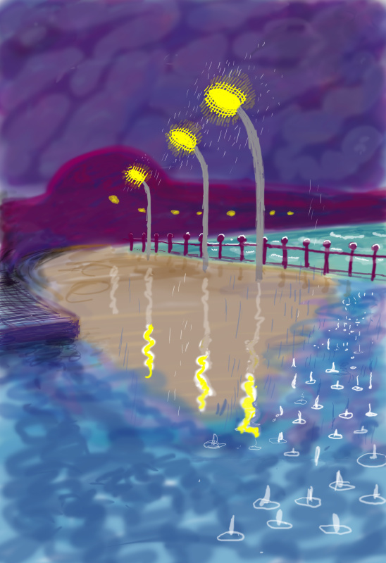 大卫霍克尼2008Rainy Night on Bridlington Promenade(COMPUTER DRAWING)
